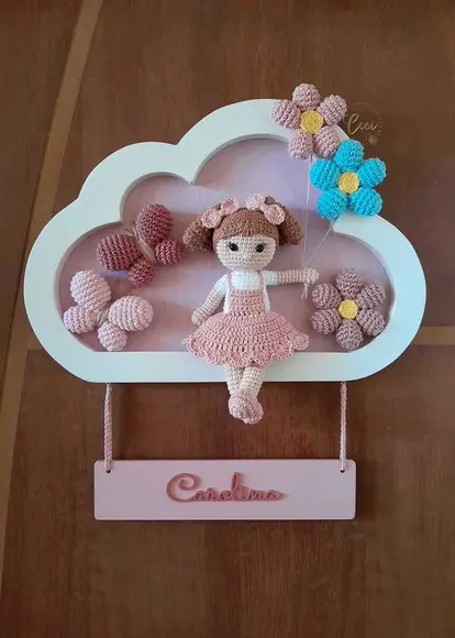 Porta Maternidade Menina Jardim Encantado na Nuvem