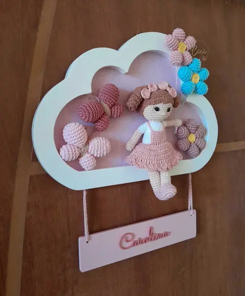 Porta Maternidade Menina Jardim Encantado na Nuvem