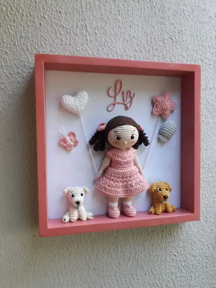 Porta Maternidade Menina Liz e seus doguinhos