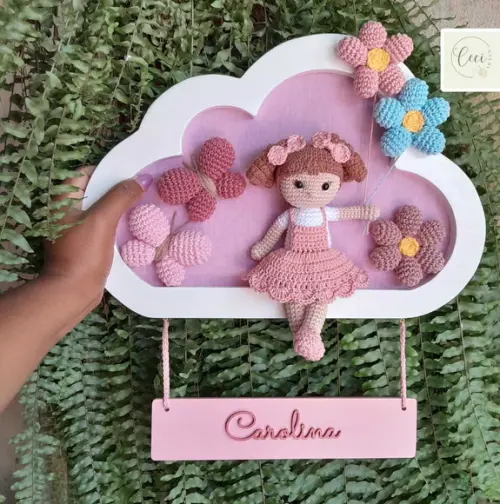 Porta Maternidade Menina Jardim Encantado na Nuvem