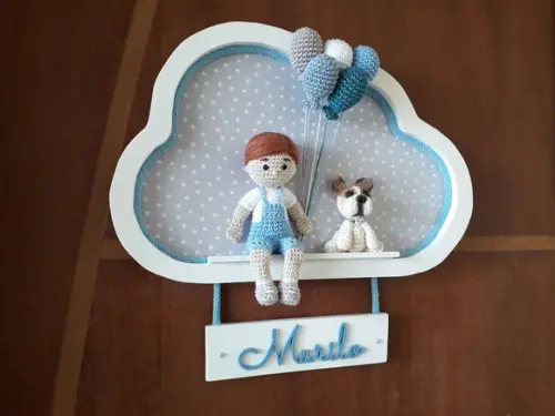 Porta Maternidade Menino com Balões e Seu Cãozinho