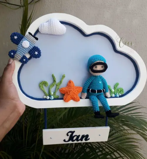 Porta Maternidade Mergulhador Fundo do Mar