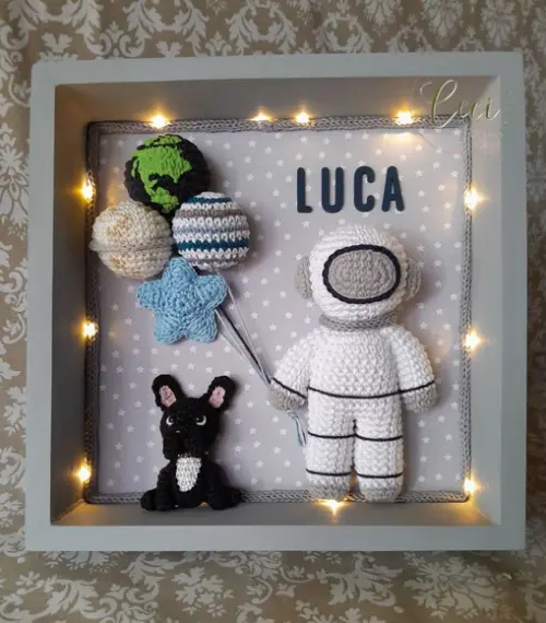 Porta Maternidade Quadro Astroanauta com Led e Pet