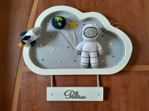 Enfeite de porta de maternidade Astronauta