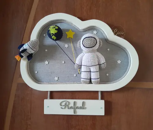Enfeite de porta de maternidade Astronauta