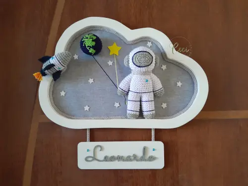 Enfeite de porta de maternidade Astronauta