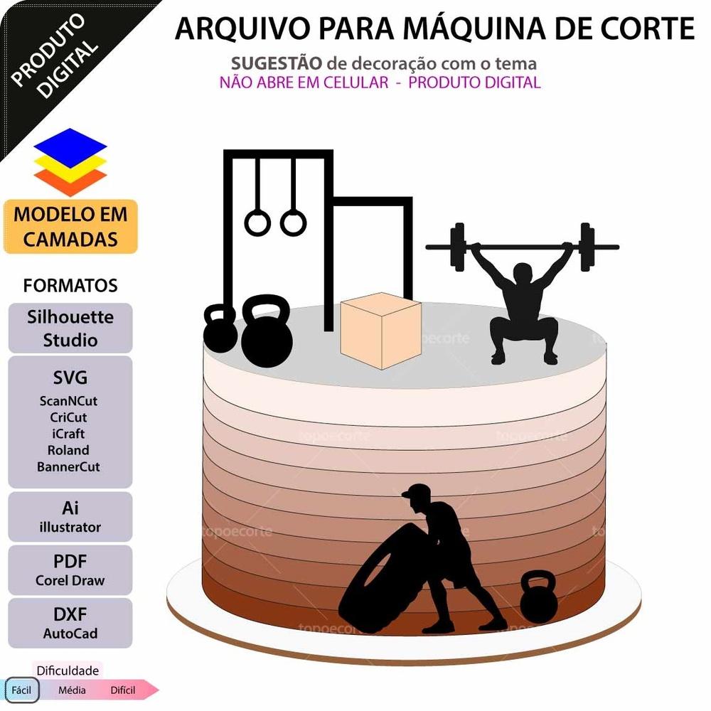 Topo de bolo 29 - Academia a