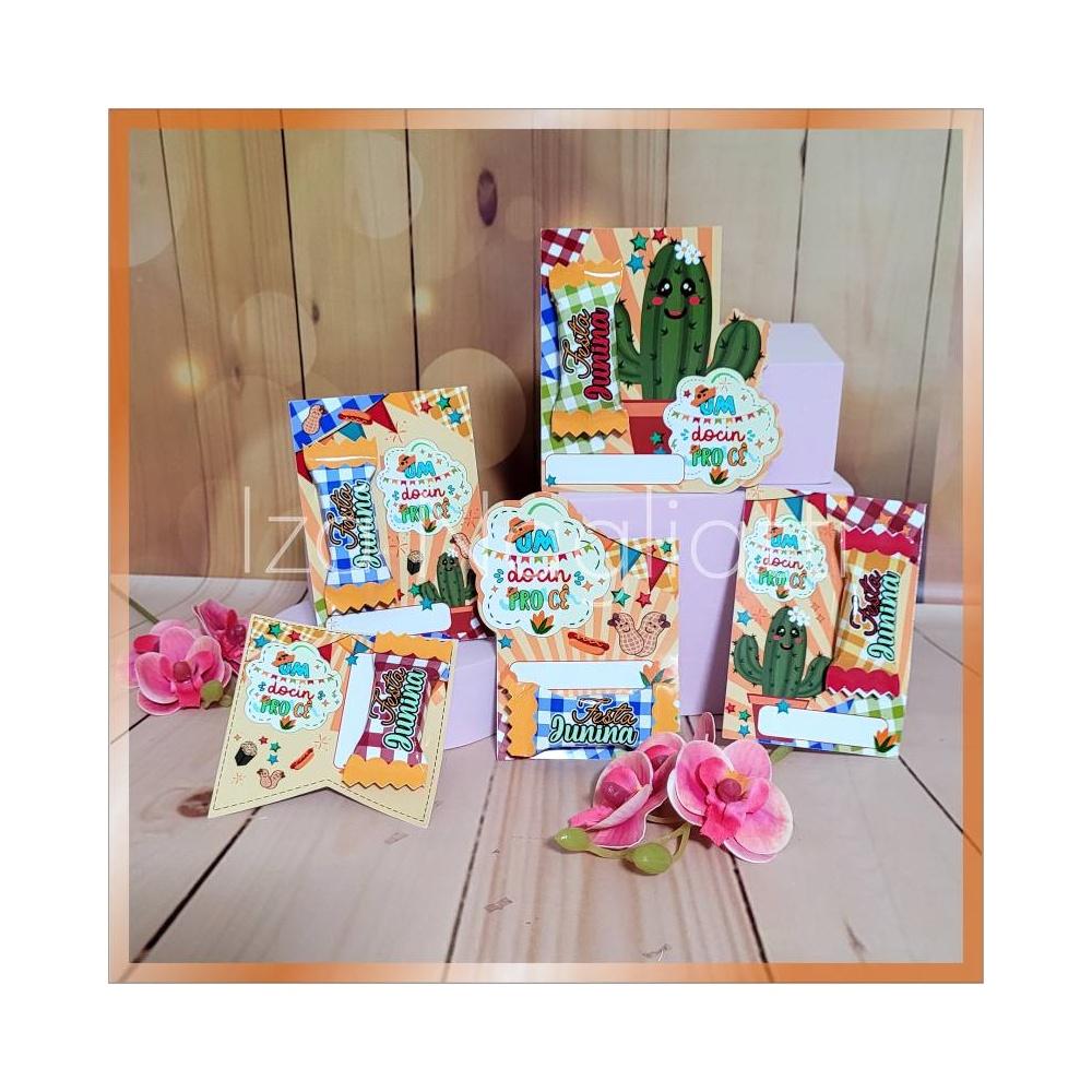 5 cards de balinha arraiá para festa junina