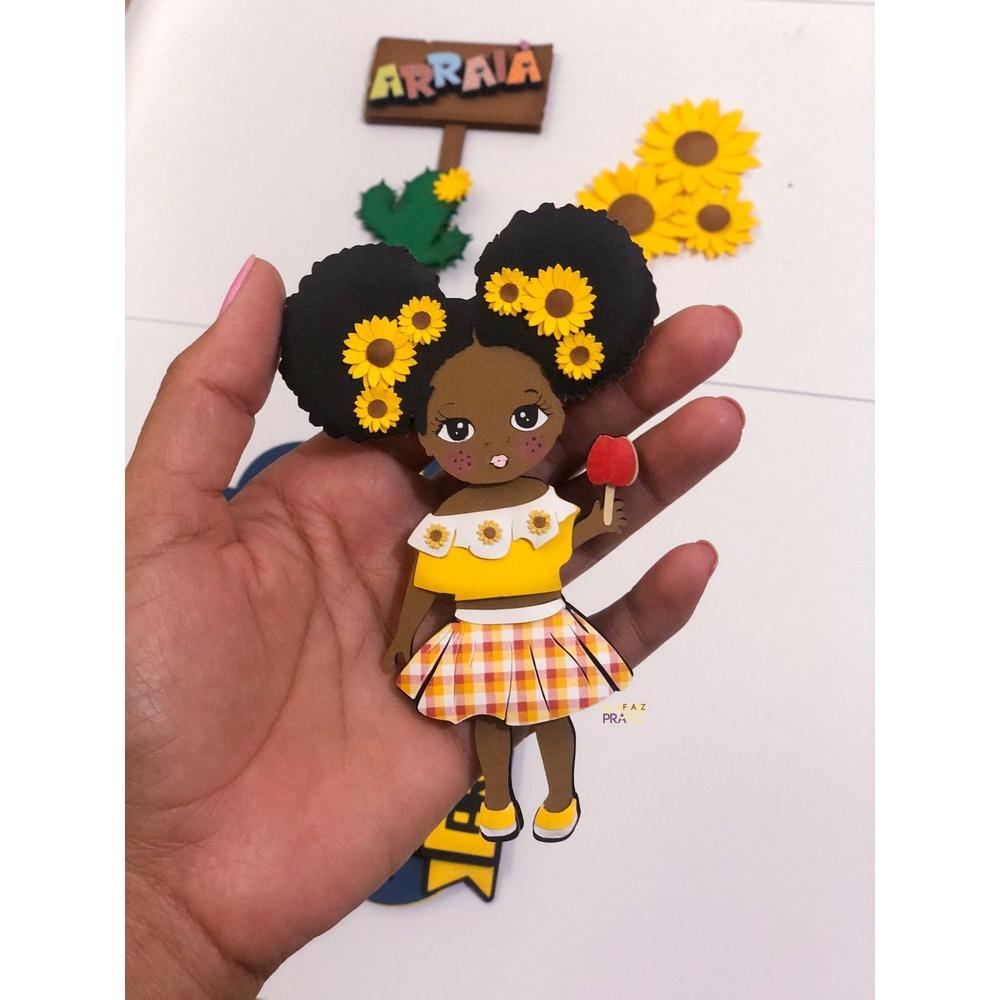 Arquivo topo de bolo BONECA MORENA ARRAIÁ