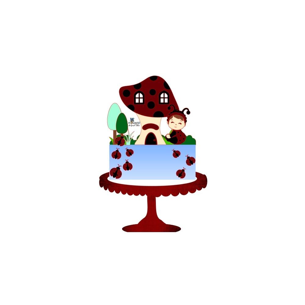 Topo de Bolo Joaninha 13