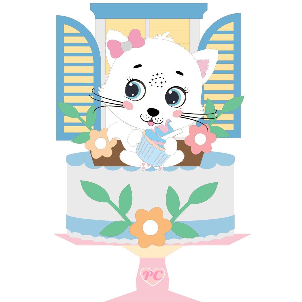 Topo de Bolo Gatinho(a) 17 para imprimir