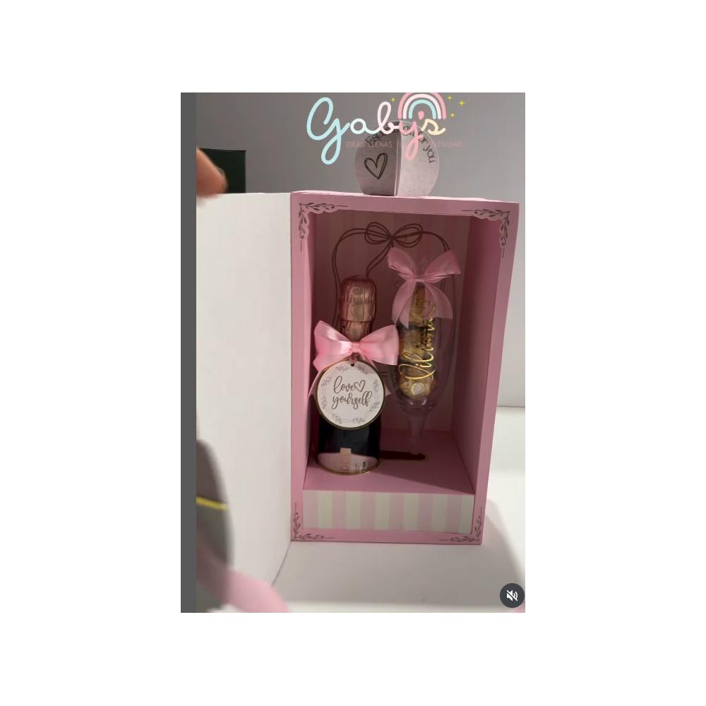 Arquivo de corte Caja coquette amor para 1 chandon e 1 taça