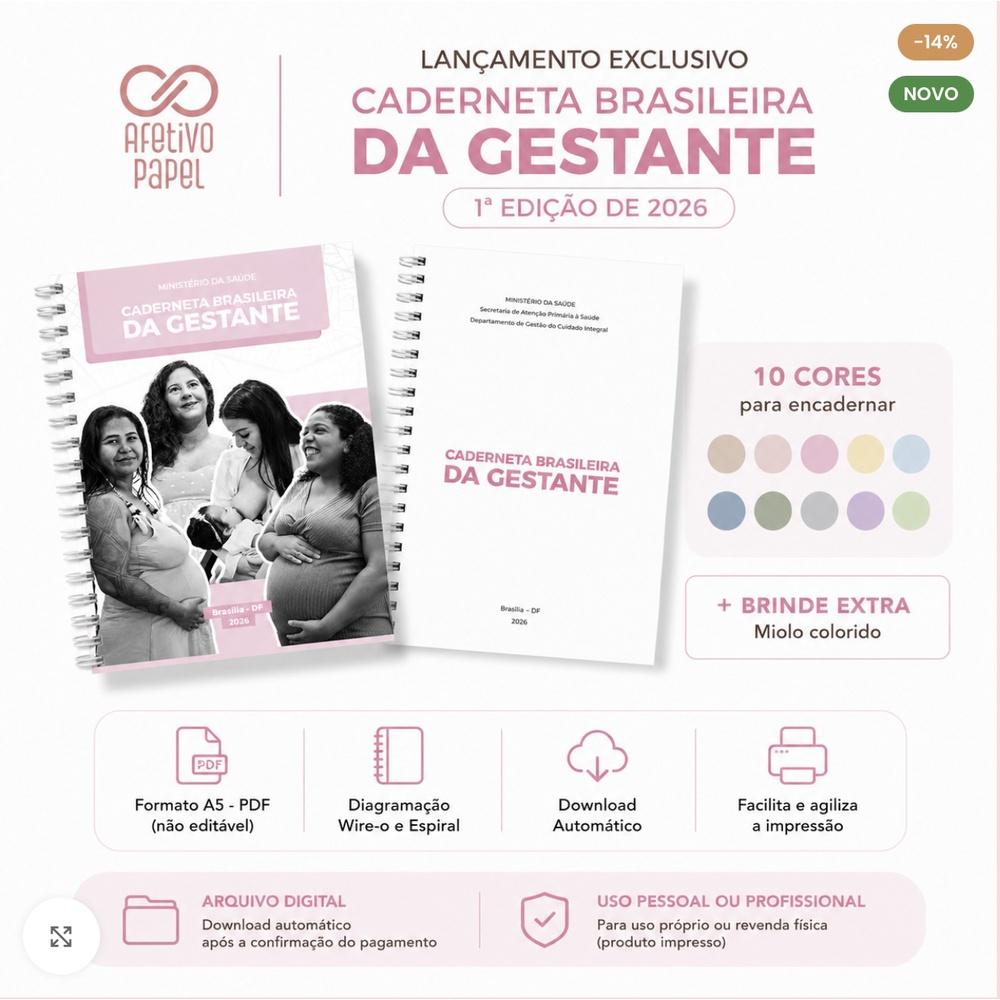Kit Digital CADERNETA GESTANTE 1º EDIÇÃO 2026