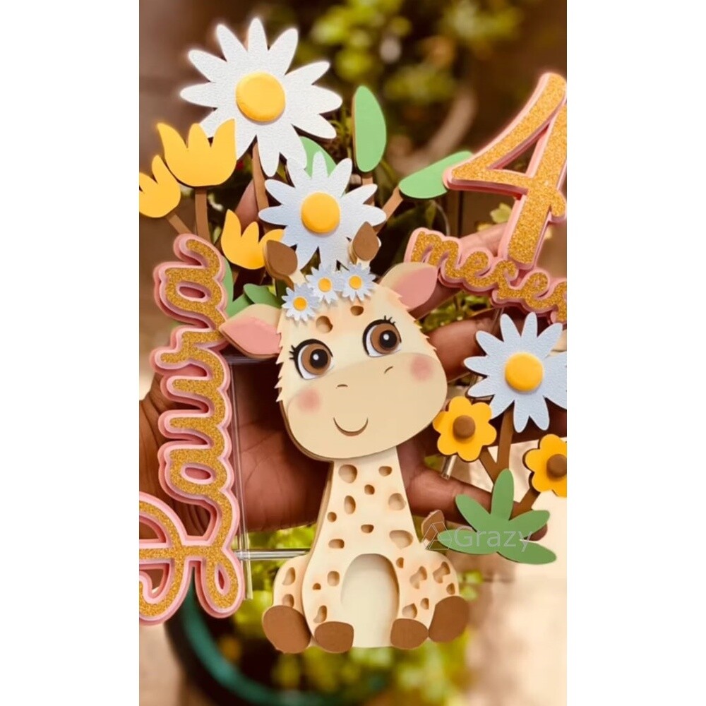 Topo de Bolo Girafinha 07 para imprimir