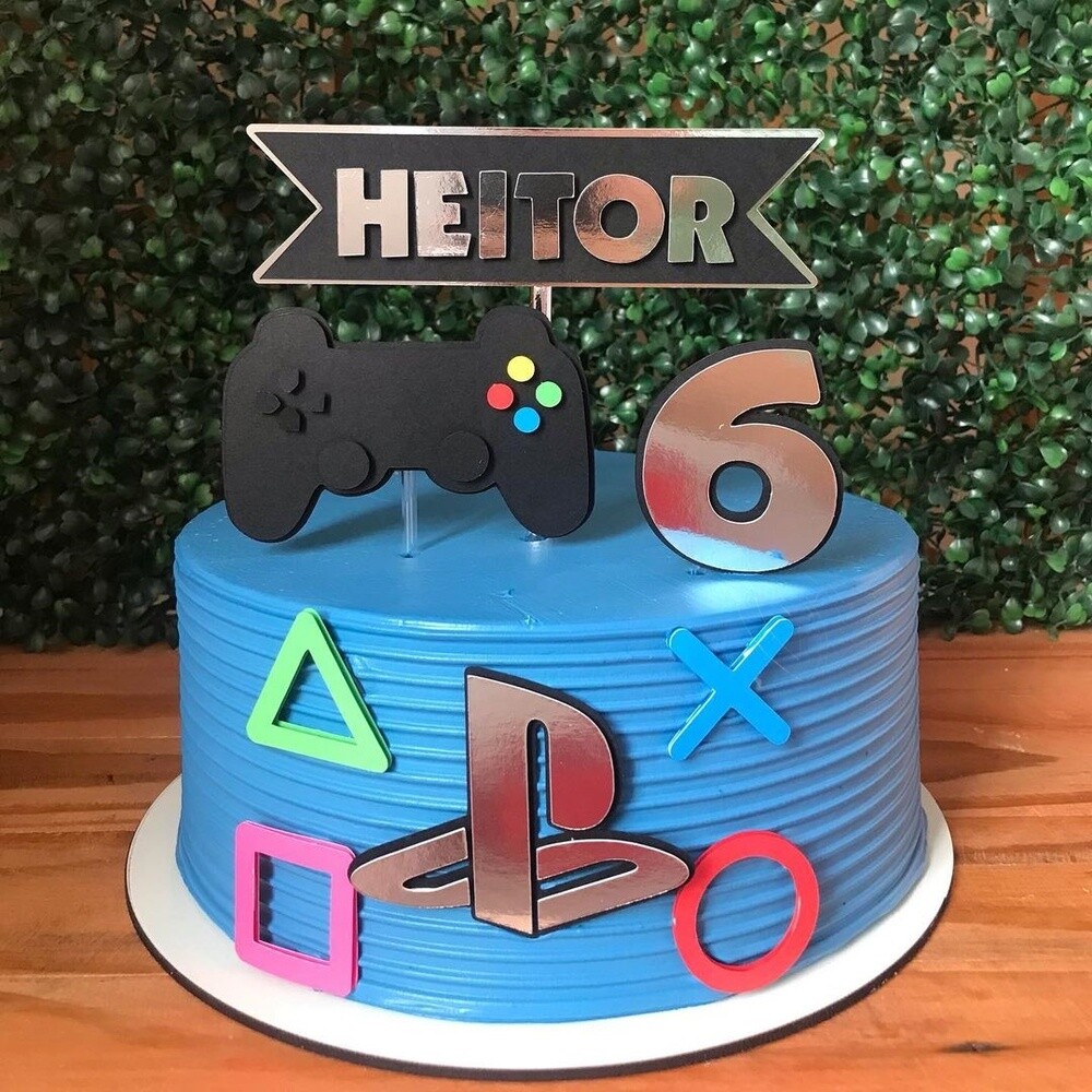Topo de Bolo Gamer - Vídeo Game 15 Kits Digitais para Imprimir