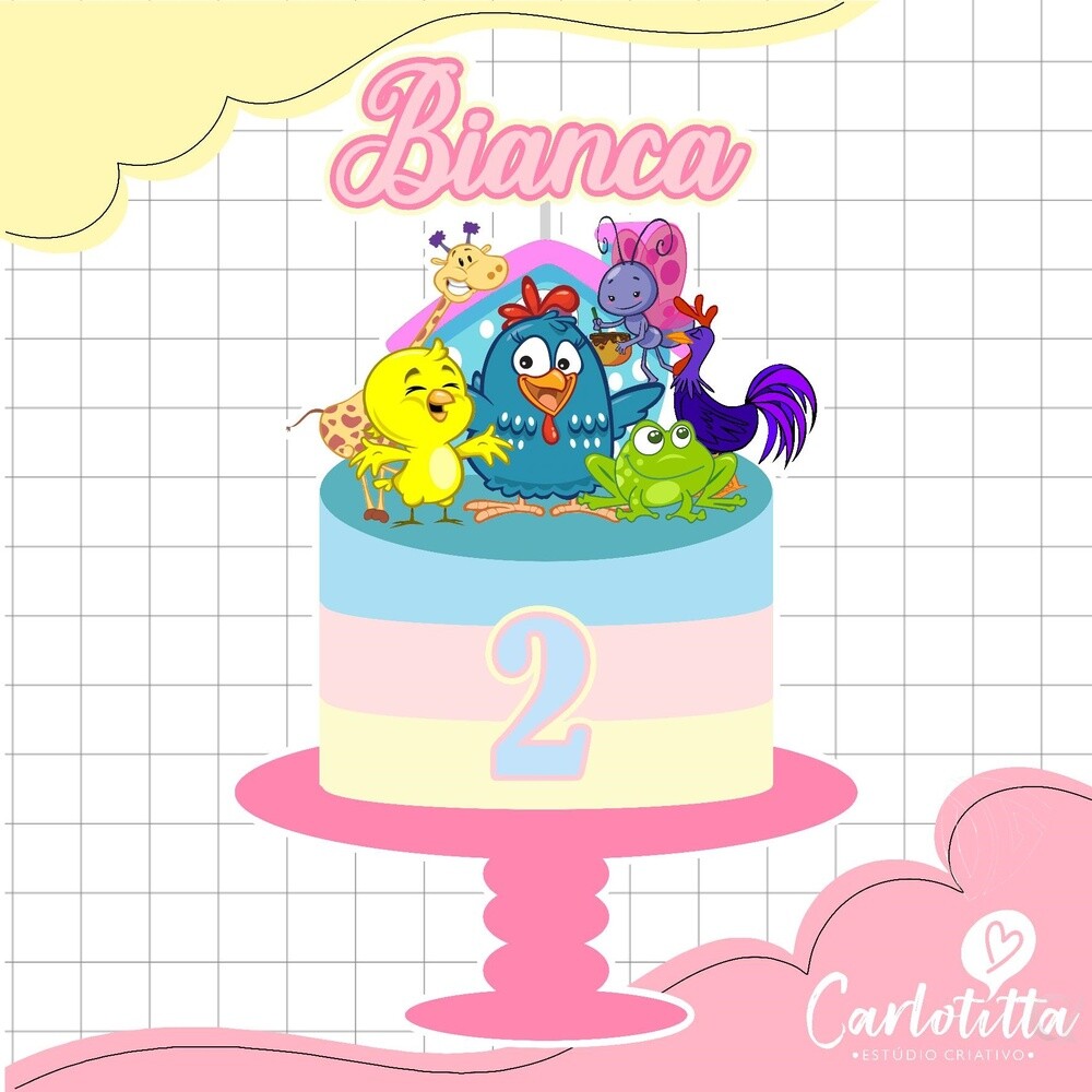 Topo de Bolo Galinha Pintadinha 13