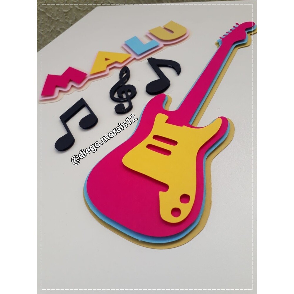 Topo de Bolo Guitarra 01 para imprimir