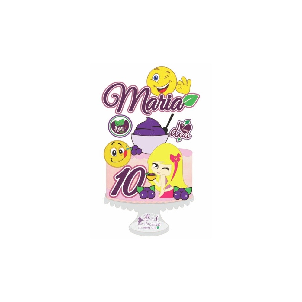 Topo de bolo 02 - Açai a
