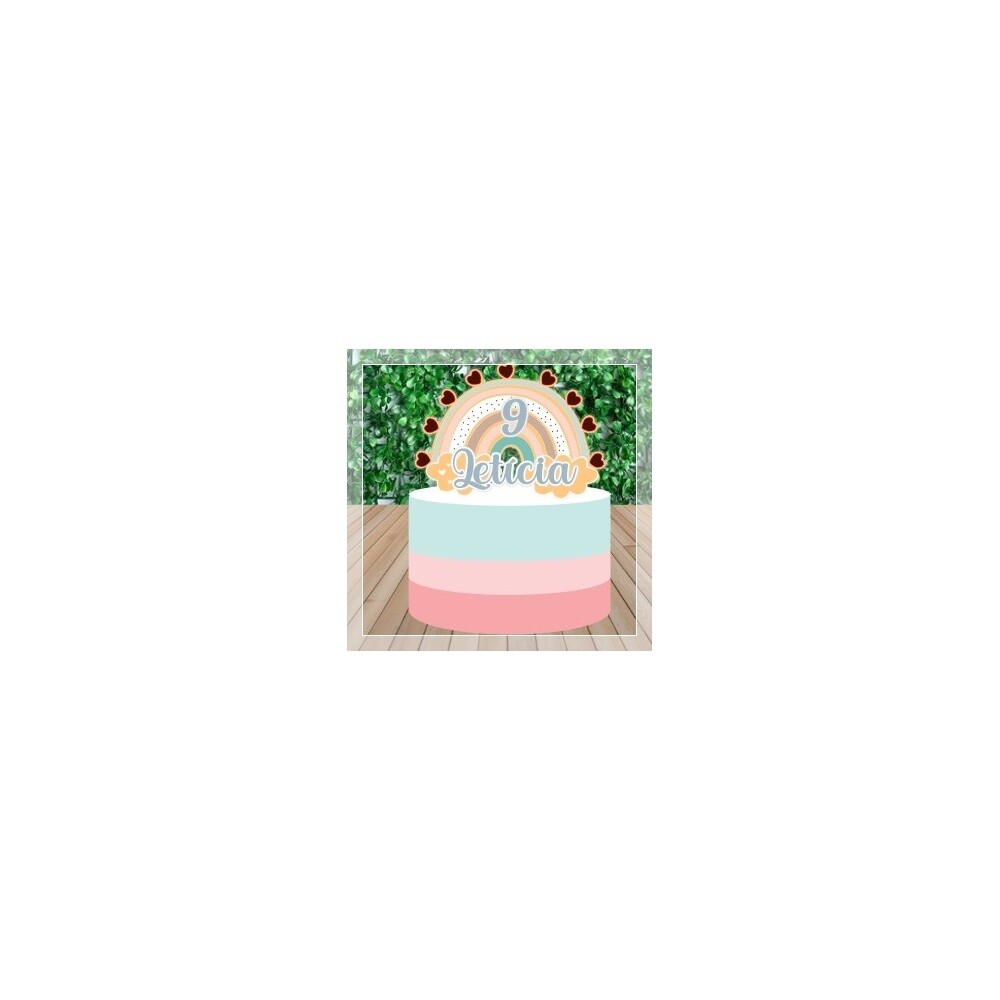 Topo de bolo 06 - Arco Iris a