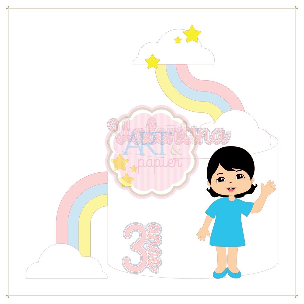 Topo de bolo 24 - Arco Iris a