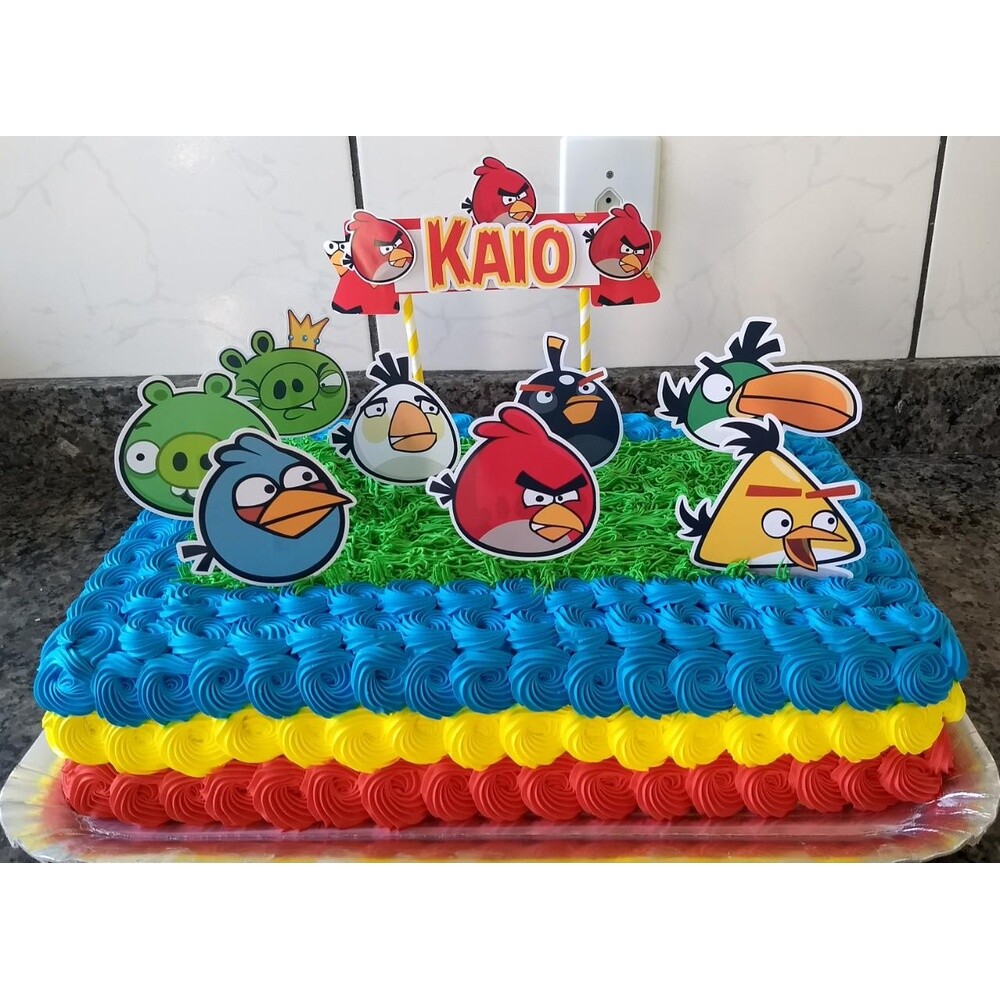 Topo de bolo 01 - Angry Birds a