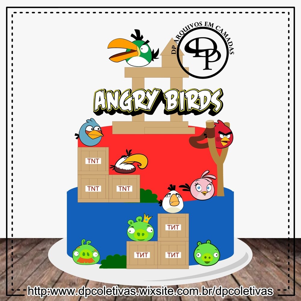 Topo de bolo 02 - Angry Birds a