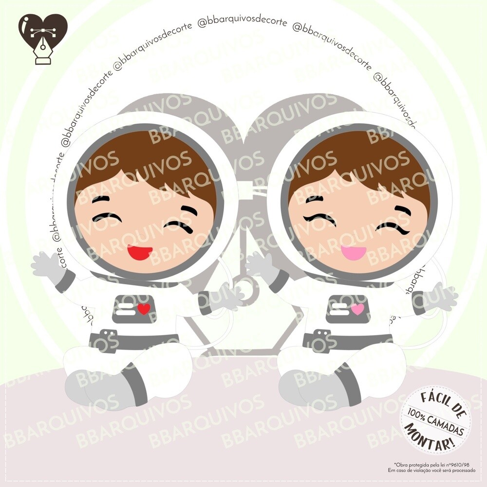 Topo de bolo 01 - Astronautas a