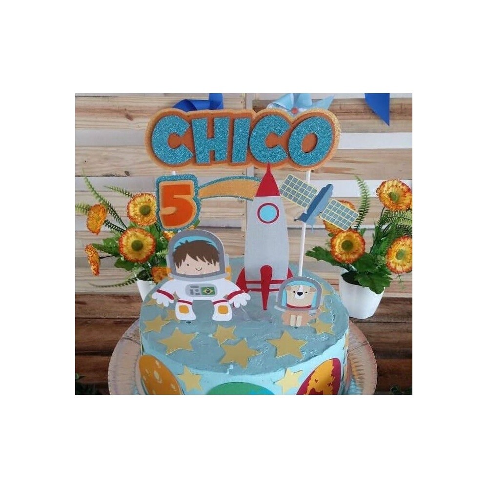 Topo de bolo 05 - Astronautas a
