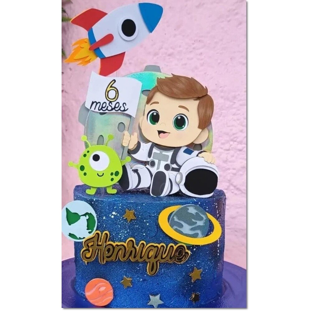 Topo de bolo 46 - Astronautas a