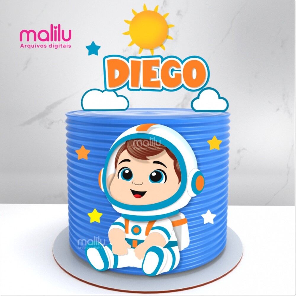 Topo de bolo 48 - Astronautas a