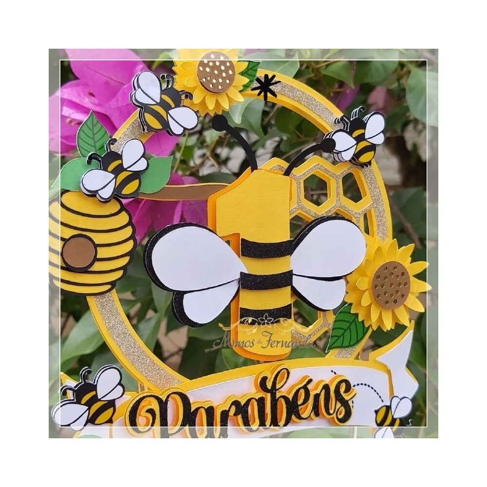 Topo de bolo 16 - Abelhinha a