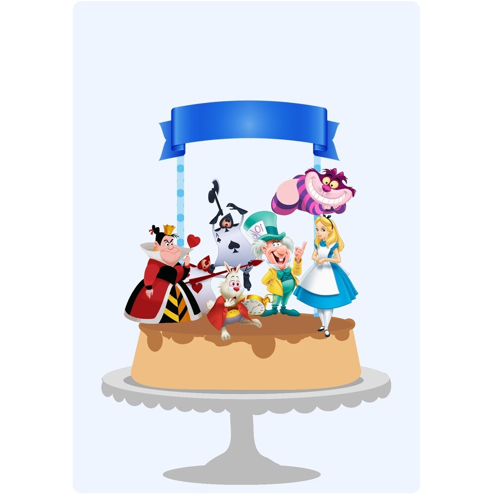Topo de bolo 02 - Alice no Pais das Maravilhas a