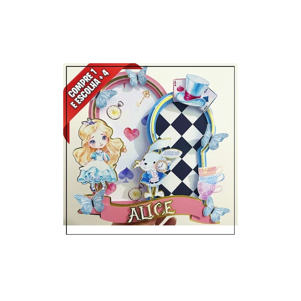 Topo de bolo 14 - Alice no Pais das Maravilhas a