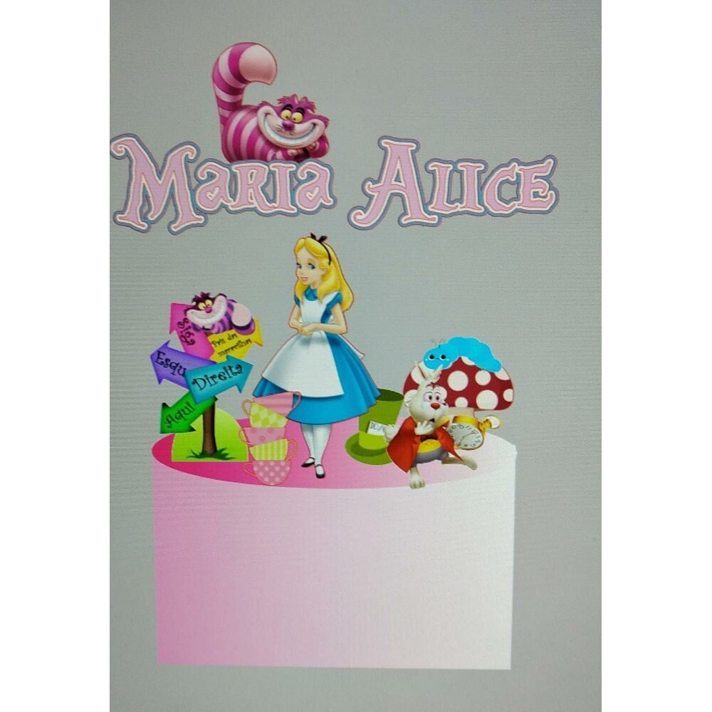 Topo de bolo 36 - Alice no País das Maravilhas a