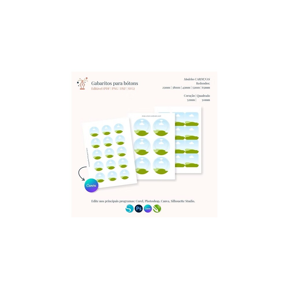 TEMPLATES PARA BÓTONS editavel no canva