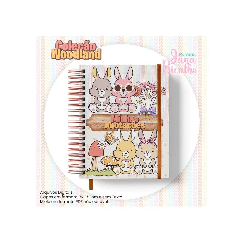 Arquivo Digital Caderno Pautado A5 Coleção Woodland-N1