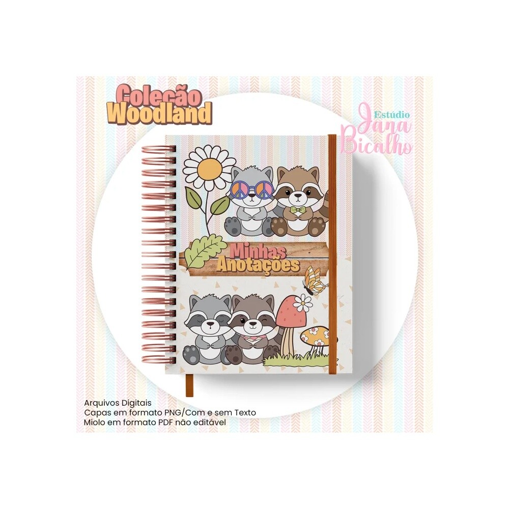 Arquivo Digital Caderno Pautado A5 Coleção Woodland-N4
