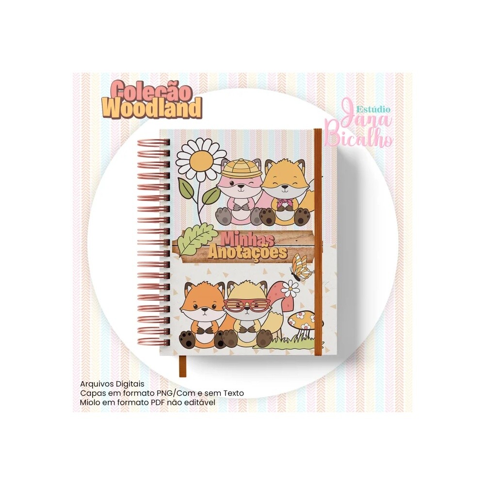 Arquivo Digital Caderno Pautado A5 Coleção Woodland-N9