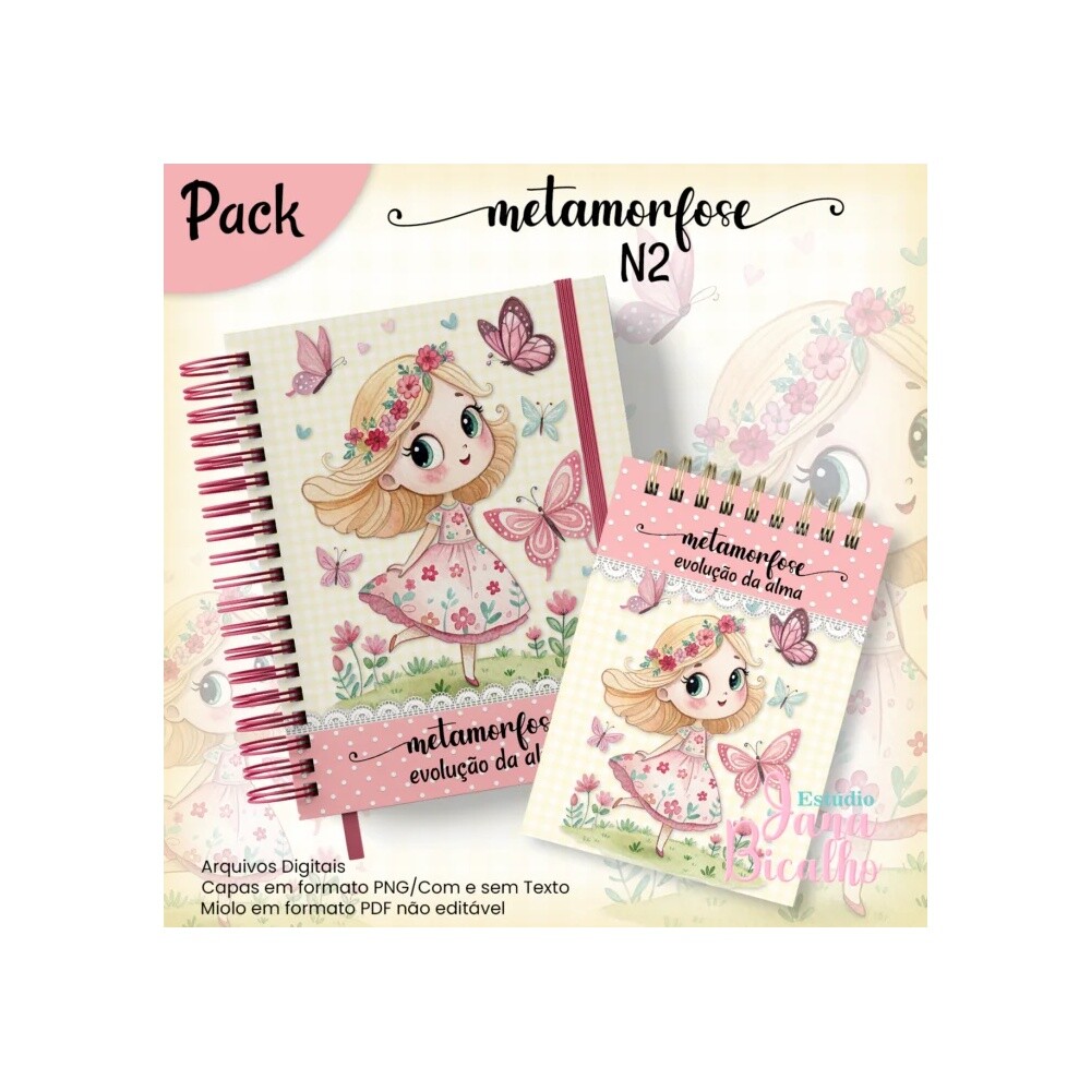 Arquivo Digital Caderno Pautado A5+Bloquinho A6 Metamorfose N2