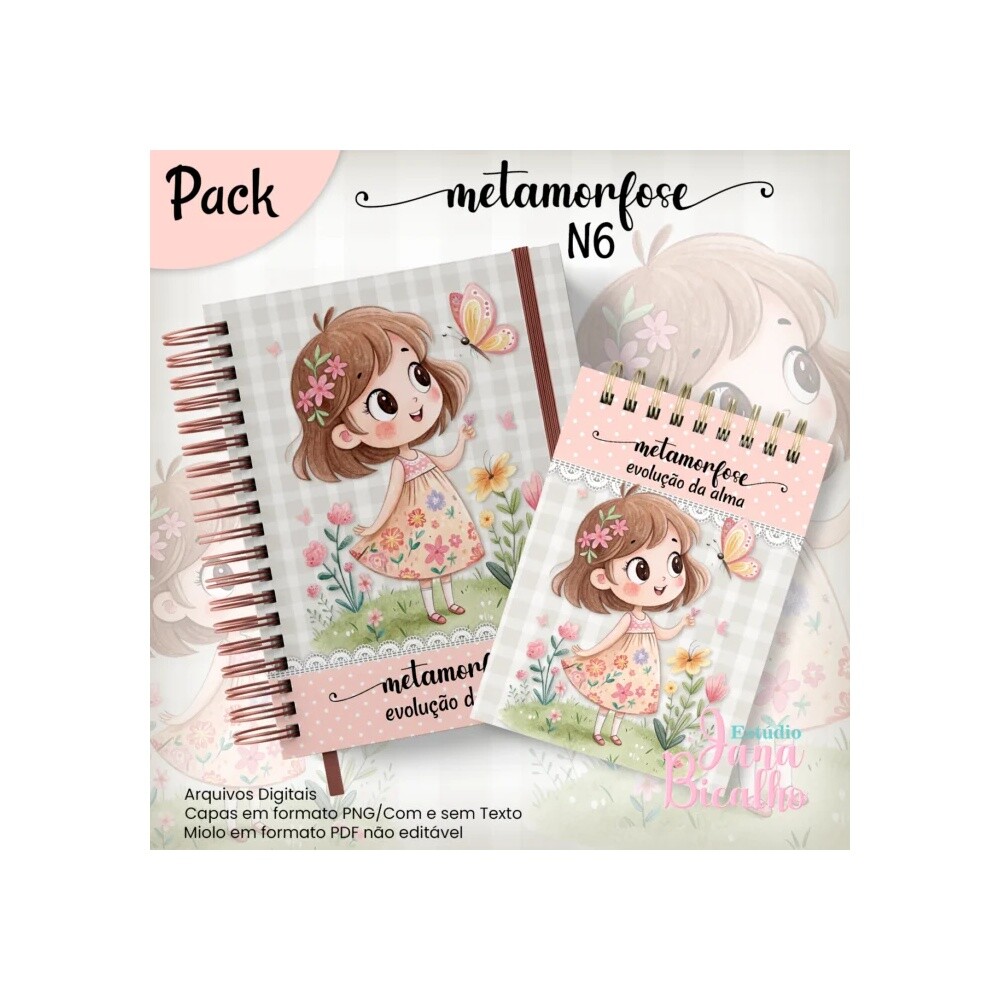 Arquivo Digital Caderno Pautado A5+Bloquinho A6 Metamorfose N6