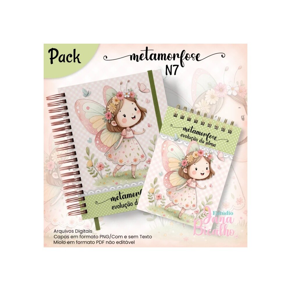Arquivo Digital Caderno Pautado A5+Bloquinho A6 Metamorfose N7