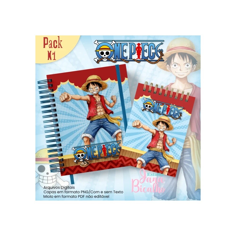 Arquivo Digital Caderno Pautado A5+Bloquinho A6 One Piece N1