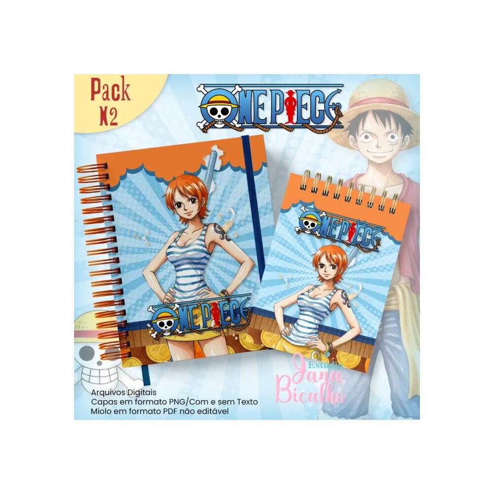 Arquivo Digital Caderno Pautado A5+Bloquinho A6 One Piece N2