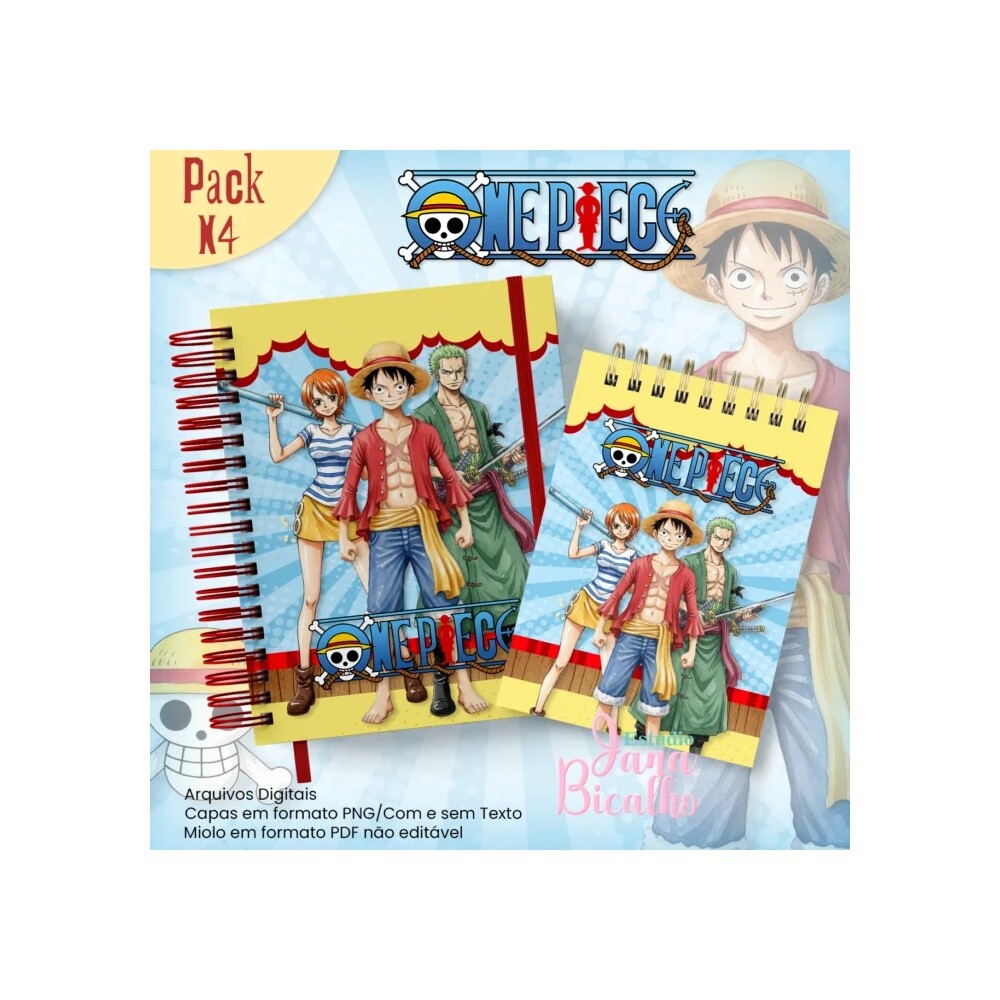 Arquivo Digital Caderno Pautado A5+Bloquinho A6 One Piece N4