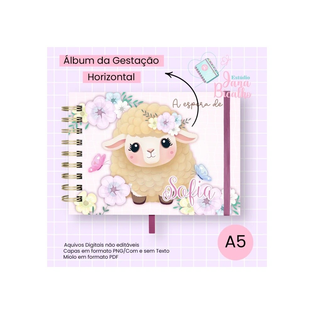 Arquivo Digital Álbum de Gestação Horizontal A5 Ovelhinha