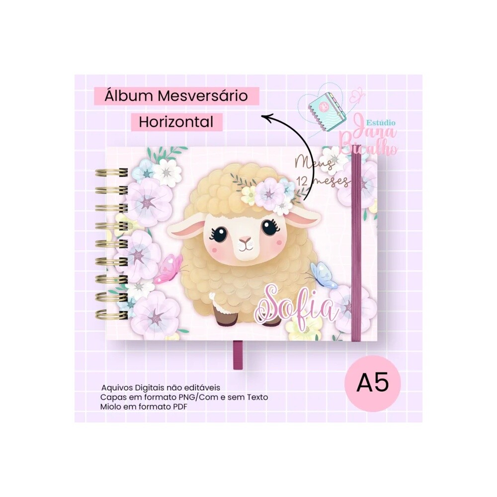 Arquivo Digital Álbum de Mesversário A5 Ovelhinha