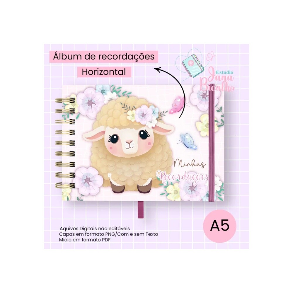 Arquivo Digital Álbum de Recordações Horizontal A5 Ovelhinha