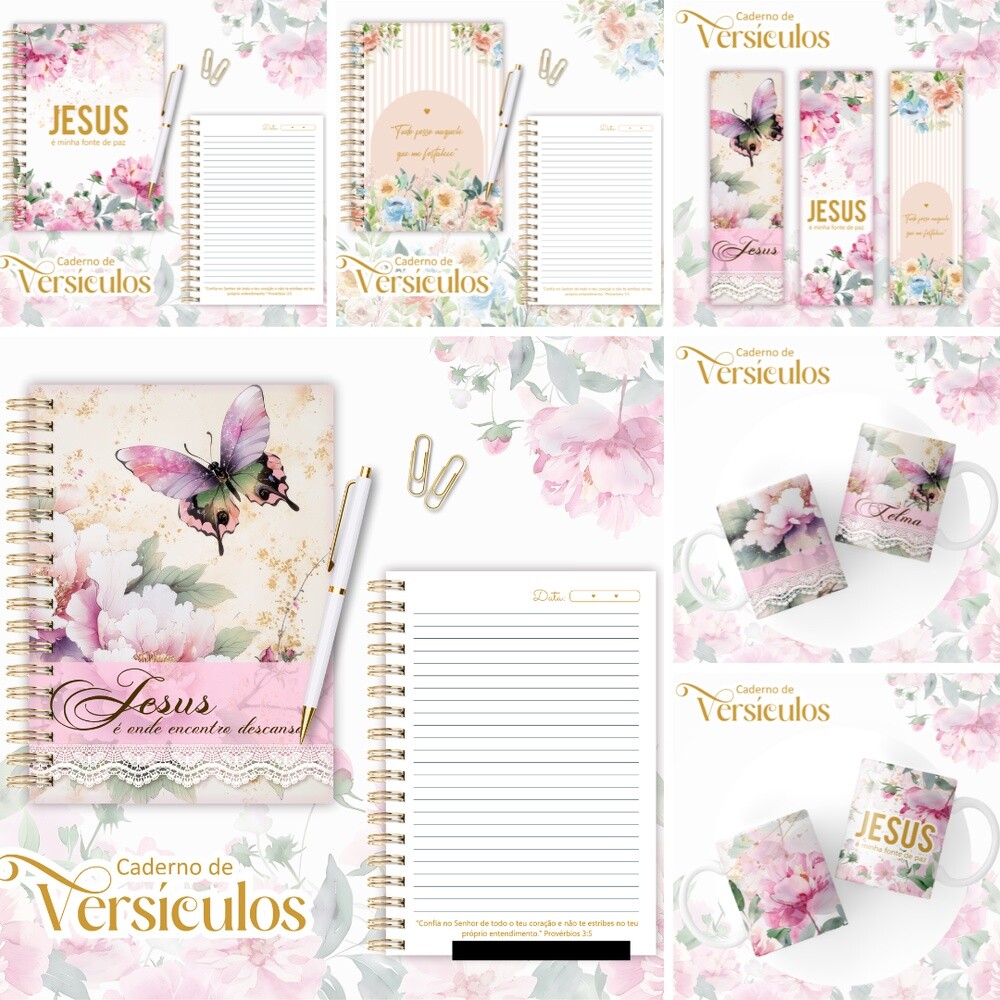 Kit Digital 01-CADERNO COM VERSÍCULOS - Lina Criativa