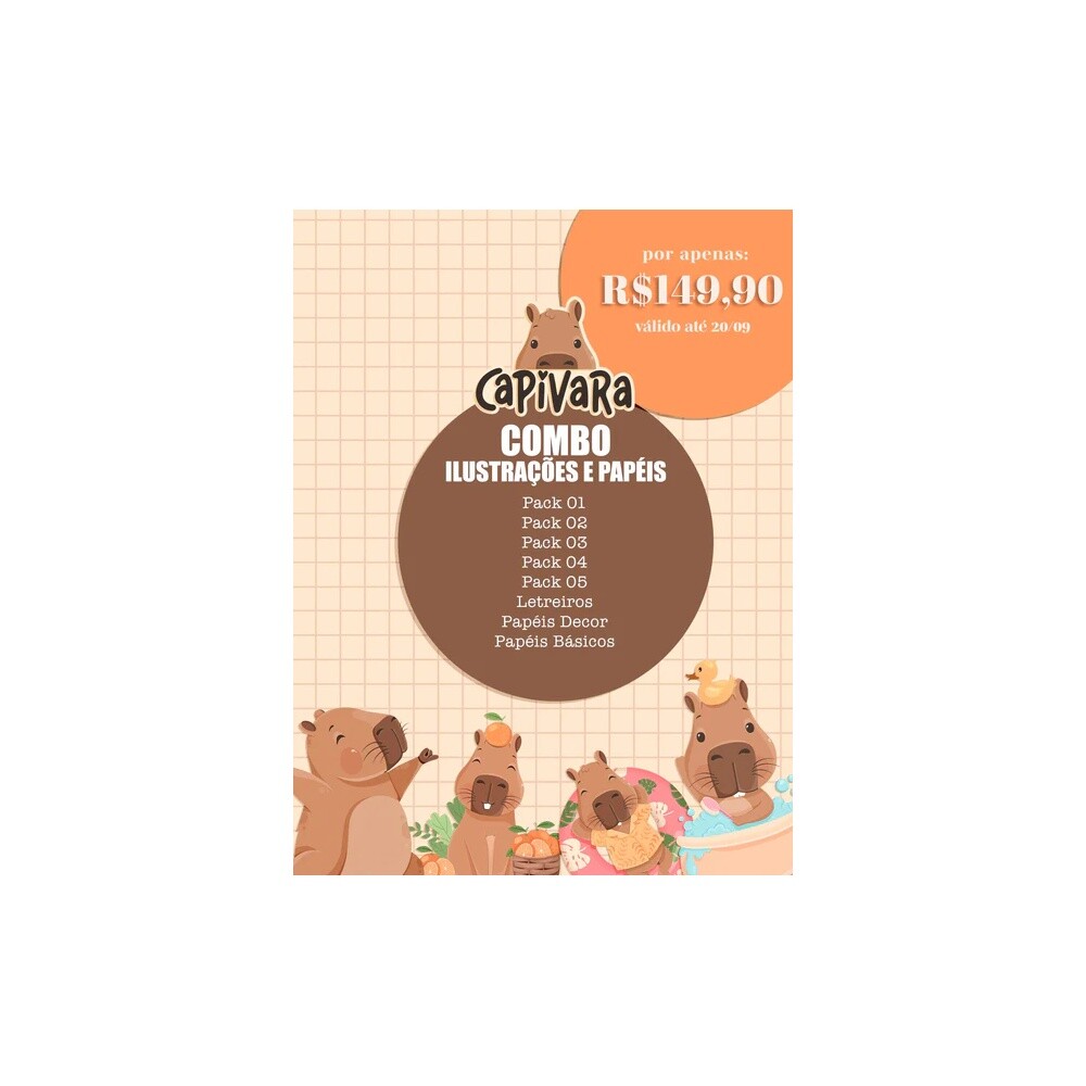Capivara - Combo Ilustrações e Papéis