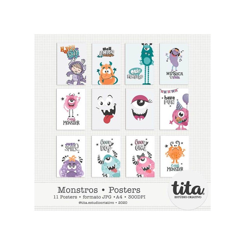 Monstros - Posters A4%3ACartões